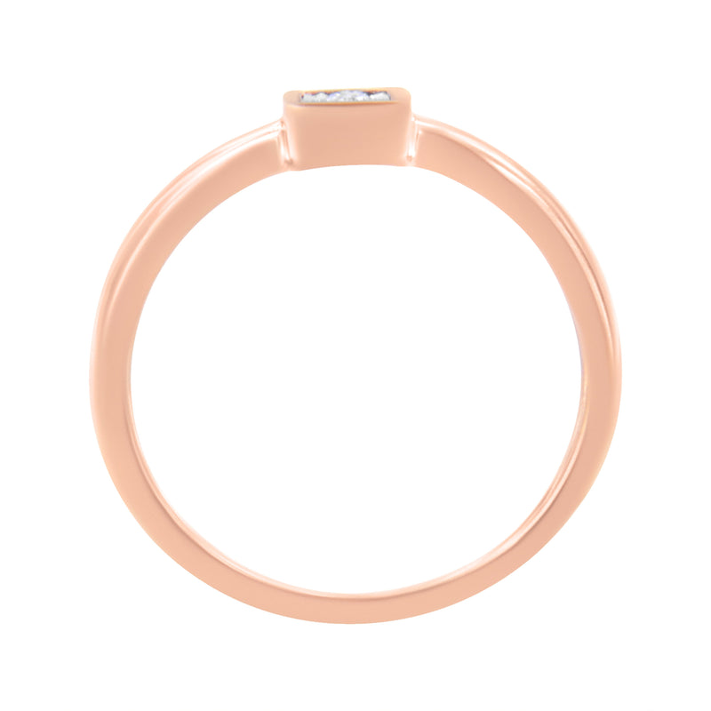 Bids.com 14K Rose Gold Plated .925 Sterling Silver 1/20 cttw Miracle Set Diamond Promise Ring (J-K Color, I1-I2 Clarity) - Size 6 Rings