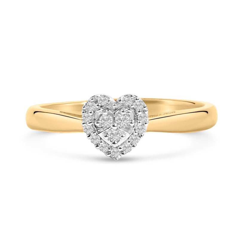 Bids.com 10K Yellow Gold 1/10 Cttw Diamond Heart and Halo Promise Ring Rings