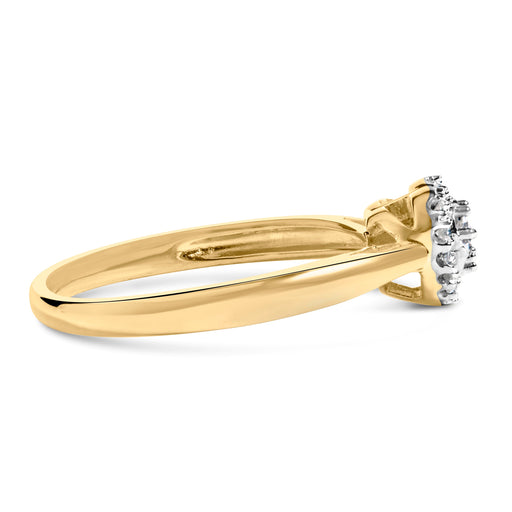 Bids.com 10K Yellow Gold 1/10 Cttw Diamond Heart and Halo Promise Ring Rings