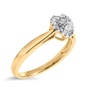 Bids.com 10K Yellow Gold 1/10 Cttw Diamond Heart and Halo Promise Ring Rings