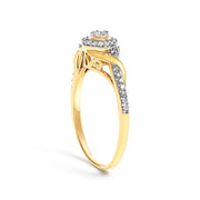 Bids.com 10K Yellow Gold 1/10 Cttw Diamond Swirl and Halo Promise Ring (I-J Color, I3 Clarity) - Size 7 Rings