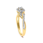 Bids.com 10K Yellow Gold Twisted Shank 1/10 Cttw Diamond Composite Halo Engagement Ring (I-J Color, I3 Clarity) - Size 7 Rings