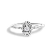 Bids.com 14K White Gold 1/5 Cttw Diamond Oval Shape With Halo Engagement Ring (H-I Color, I1-I2 Clarity) - Size 7 Rings