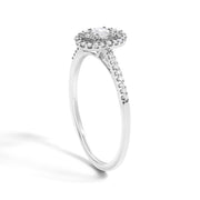 Bids.com 14K White Gold 1/5 Cttw Diamond Oval Shape With Halo Engagement Ring (H-I Color, I1-I2 Clarity) - Size 7 Rings