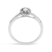 Bids.com 14K White Gold 1/5 Cttw Diamond Oval Shape With Halo Engagement Ring (H-I Color, I1-I2 Clarity) - Size 7 Rings