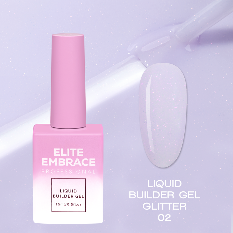 nbmsupply ELITE EMBRACE Professional Liquid Builder Gel Glitter 02 15ml ELBGG0215