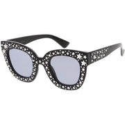 zeroUV Women's Trendy Star Rhinestone Horned Rim Sunglasses C579 Sunglasses