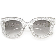 zeroUV Women's Trendy Star Rhinestone Horned Rim Sunglasses C579 Sunglasses