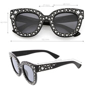 zeroUV Women's Trendy Star Rhinestone Horned Rim Sunglasses C579 Sunglasses