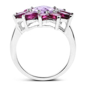 Bids.com 5.65 Carat Genuine Amethyst and Rhodolite .925 Sterling Silver Ring Rings