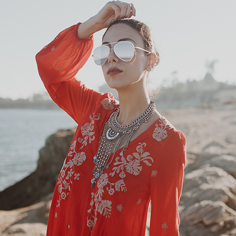 zeroUV Retro Modern Mirrored Flat Lens Metal Aviator Sunglasses A318 Sunglasses