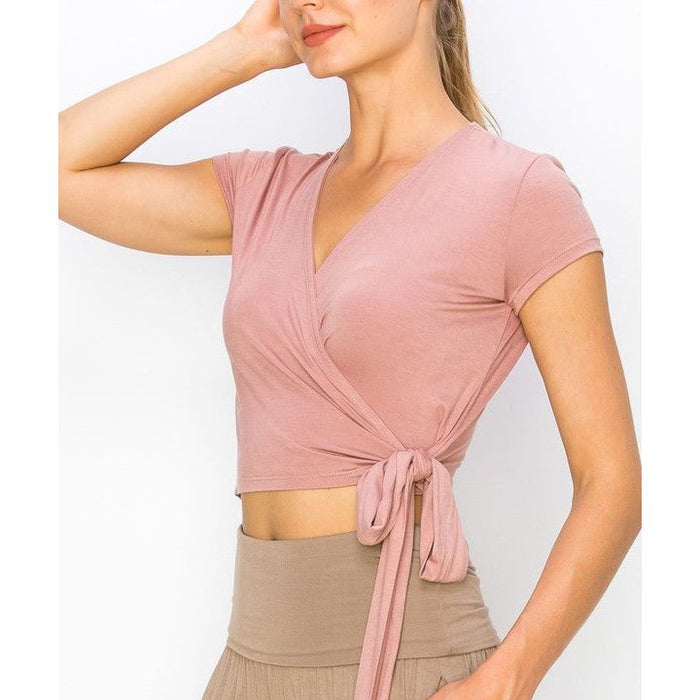 Bamboo Wrap Crop Cam Sleeve Top