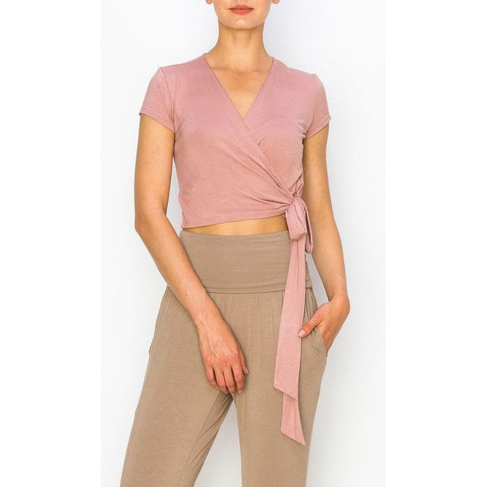 Bamboo Wrap Crop Cam Sleeve Top