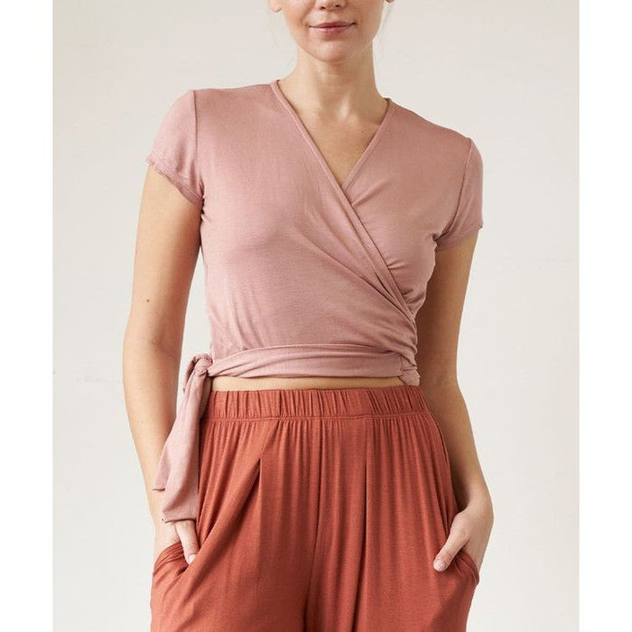 Bamboo Wrap Crop Cam Sleeve Top