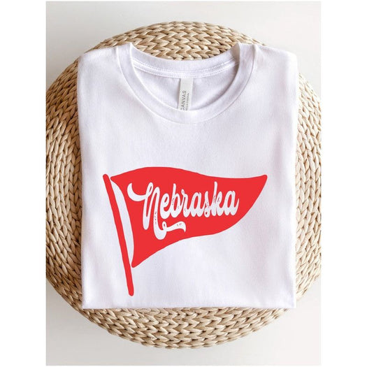 Ocean and 7th Nebraska Pennant Graphic Crew Neck Tee