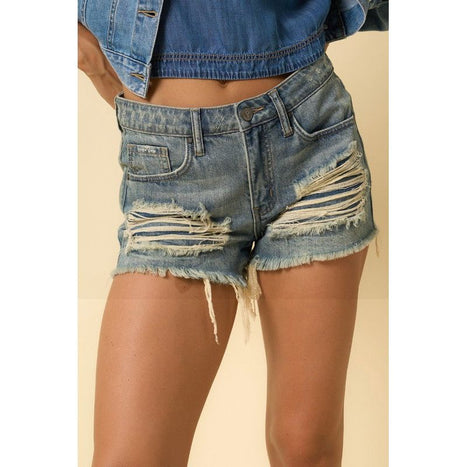 Frayed Ripped Denim Shorts