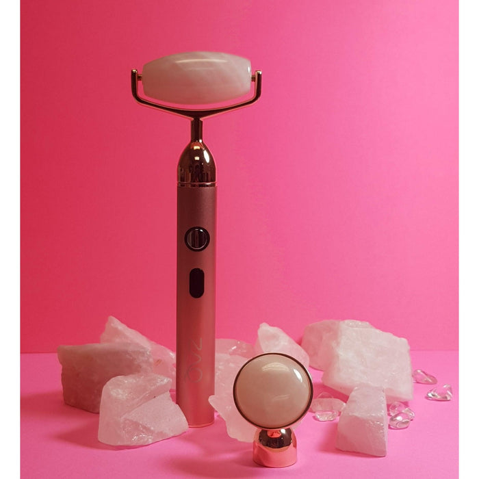 ZAQ Skin & Body - ZAQ Skin & Body -  Sana Rose Quartz USB Rechargeable Vibrating Changeable Face Rollers - 3 Speed