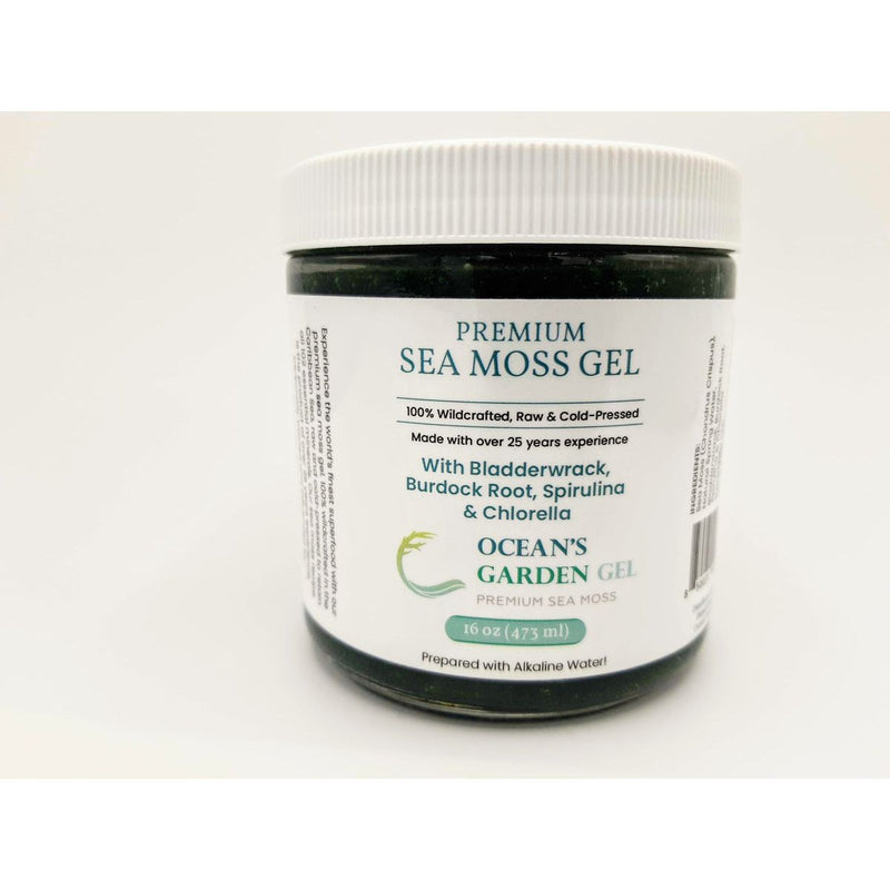 Ocean's Garden Gel Premium Sea Moss with Bladderwrack, Burdock root, and Spirulina & Chlorella (Half Case) Organic Health