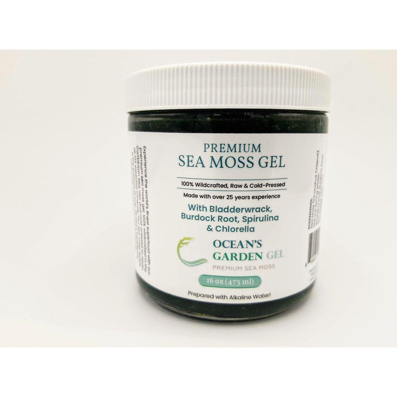 Ocean's Garden Gel Premium Seamoss with Bladderwrack, Burdock root, and Spirulina & Chorella (Case) Organic Health