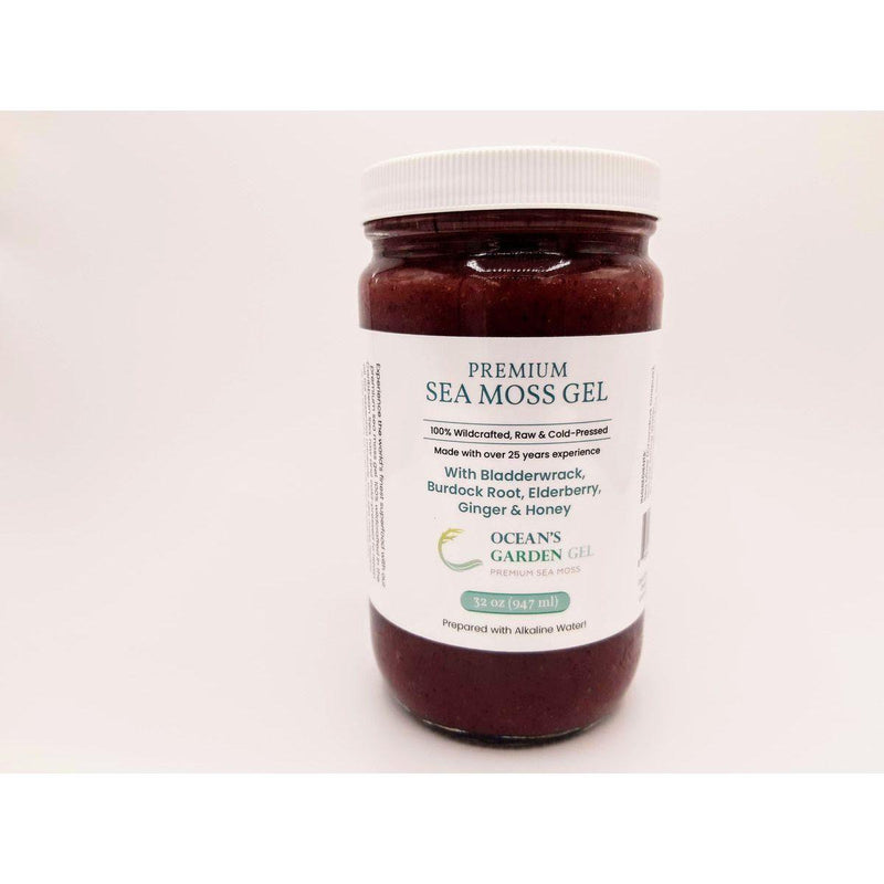 Ocean's Garden Gel Premium Sea Moss with Bladderwrack, Burdock root, and Elderberry, Ginger, and Honey (Half Case) Organic Health