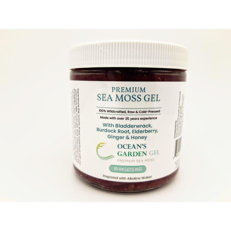 Ocean's Garden Gel Premium Seamoss with Bladderwrack, Burdock root, and Elderberry, Ginger, and Honey (Case) Organic Health