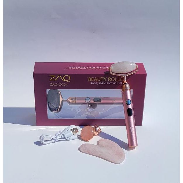 ZAQ Skin & Body - Sana Rose Quartz Vibrating Changeable Face Rollers W/ Gua Sha