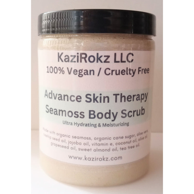 KaziRokz Sea moss Body Scrub 8oz, Advance Skin Therapy (100% Vegan / Cruelty Free)Ultra hydrating and moisturizing Skin Care