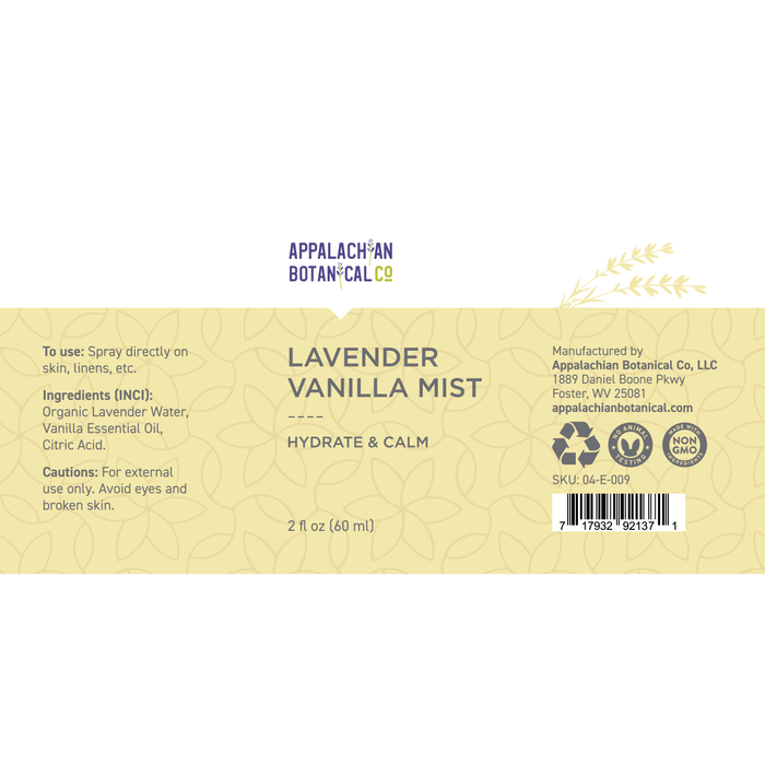 Appalachian Botanical Co. Lavender Vanilla Mist