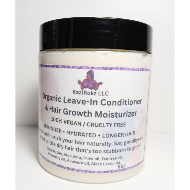 KaziRokz Organic Leave- In Hair Conditioner 8oz. (100% Vegan / Cruelty Free) / Mega Gro!!!