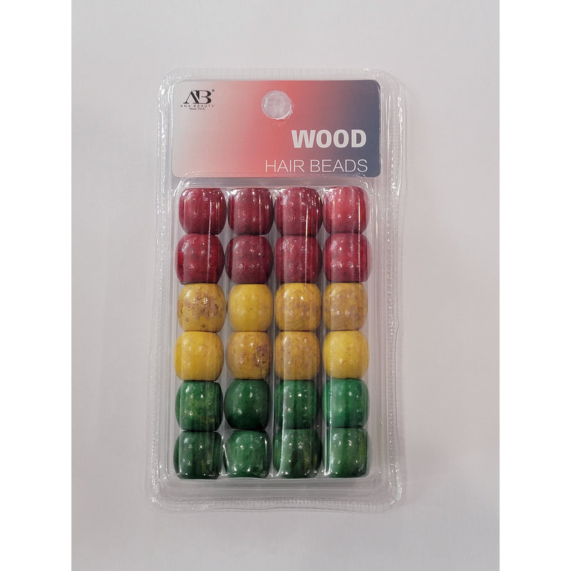 Mill's Beauty Supply Ana Beauty Wood Hair Beads - Red, Yellow, Green Hair Beads