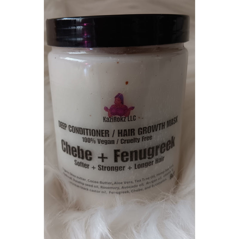 KaziRokz Chebe + Fenugreek DEEP CONDITIONER & HAIR GROWTH MASK (100 % Vegan/ CrueltyFree)8oz