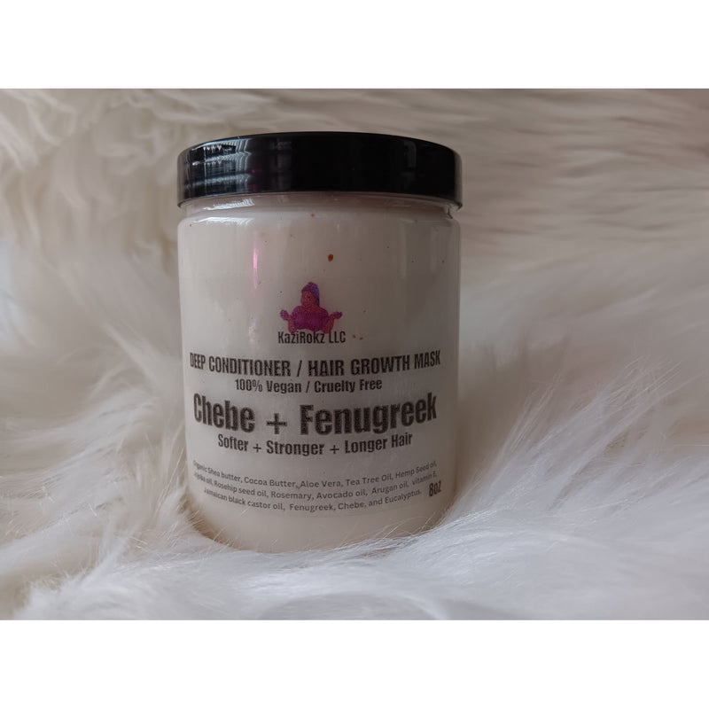 KaziRokz Chebe + Fenugreek DEEP CONDITIONER & HAIR GROWTH MASK (100 % Vegan/ CrueltyFree)8oz