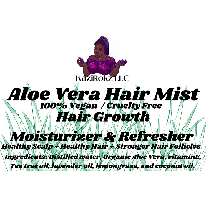 Kazirokz - Aloe Vera Hair Mist / Dry Shampoo (100% Vegan/ Crueltyfree) Hair Growth Moisturizer And Refresher. 4Oz