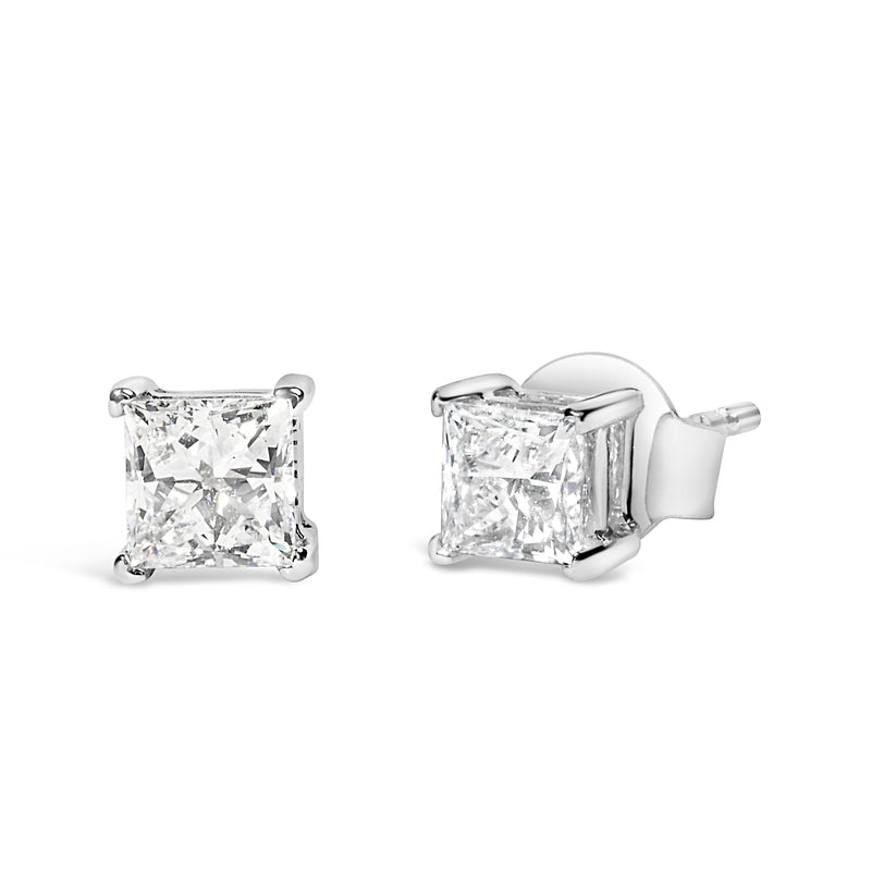 Bids.com 14K White Gold 3/8 Cttw Lab Grown Princess-Cut Diamond 4-Prong Solitaire Stud Earrings (VS1-VS2 Clarity, F-G Color) Earrings