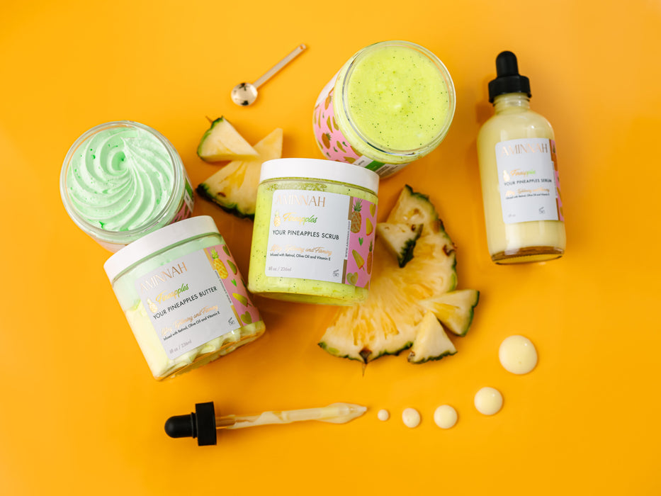 Aminnah Fineapples' Boob Collection | Body Butter| Serum| Sugar Scrub|