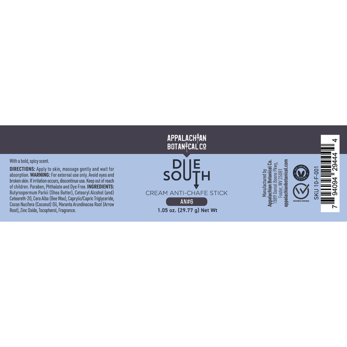 Appalachian Botanical Co. Due South Cream Anti-Chafe Stick