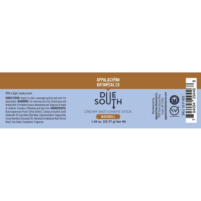 Appalachian Botanical Co. Due South Cream Anti-Chafe Stick