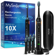 MySmile UC605 Elite Sonic Electric Toothbrush with 6 Brush Heads Electric Toothbrush White Smoke Black