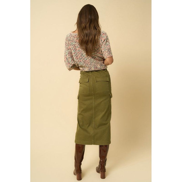 Color Cargo Midi Skirt