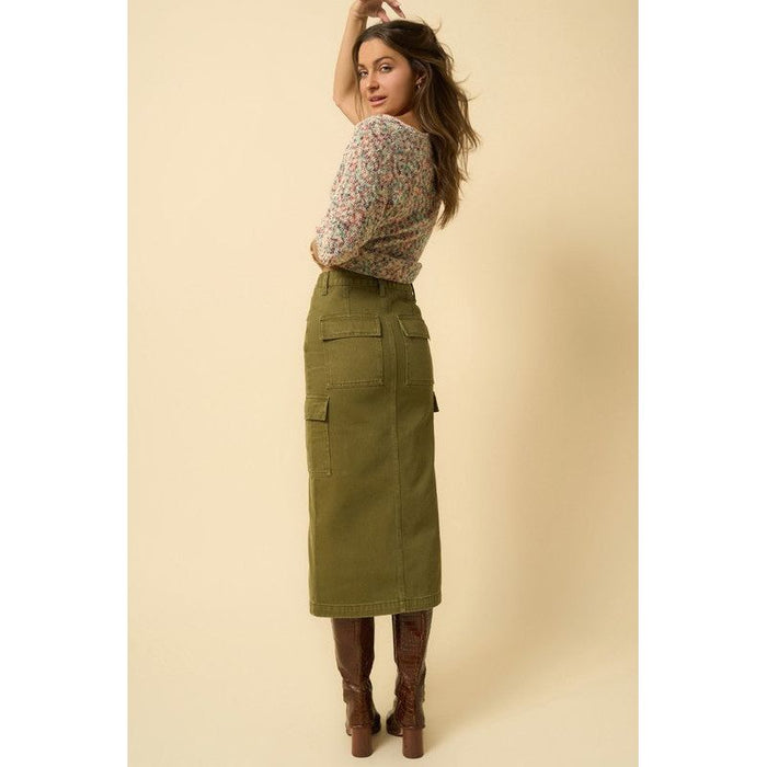 Color Cargo Midi Skirt