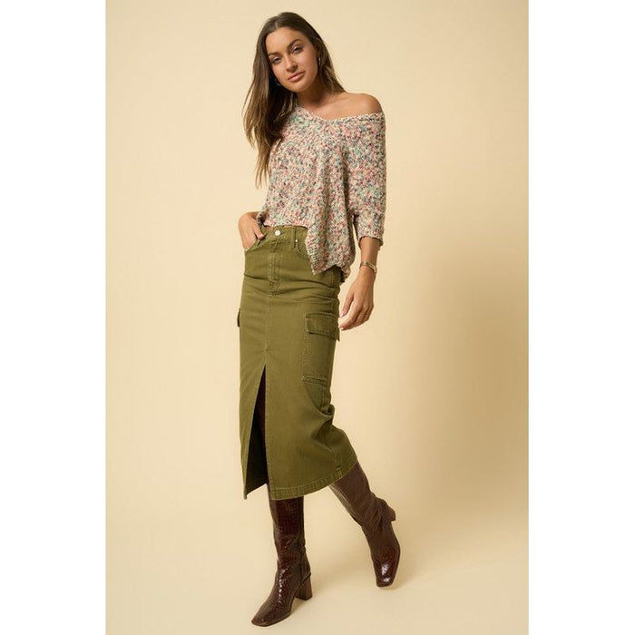 Color Cargo Midi Skirt