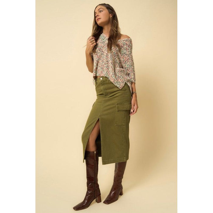 Color Cargo Midi Skirt