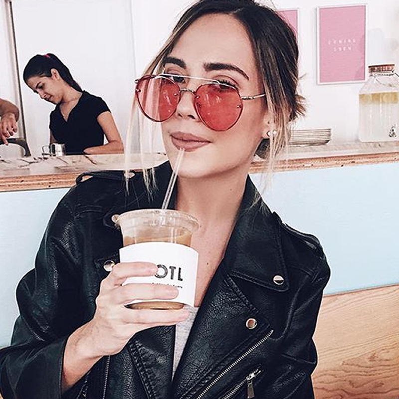 zeroUV Retro Modern Rimless Flat Color Lens Aviator Sunglasses A826 Sunglasses