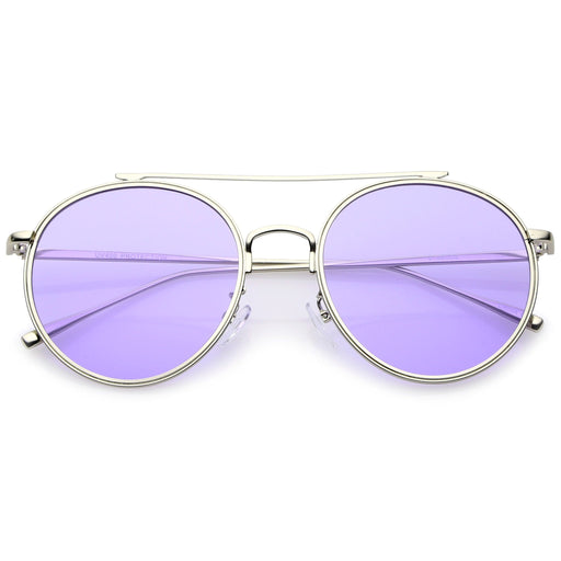 zeroUV Modern Slim Round Color Tone Aviator Sunglasses A871 Sunglasses