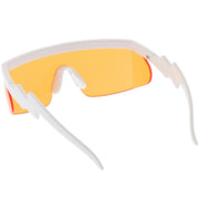 zeroUV Retro Flat Top Color Tone Half Frame Goggle Shield Sunglasses C546 Sunglasses