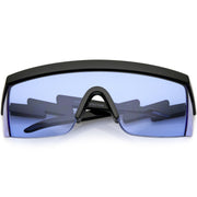 zeroUV Retro Flat Top Color Tone Half Frame Goggle Shield Sunglasses C546 Sunglasses