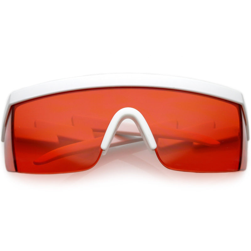 zeroUV Retro Flat Top Color Tone Half Frame Goggle Shield Sunglasses C546 Sunglasses