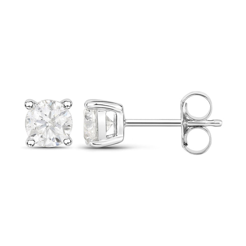 Bids.com 1.02 Carat Genuine White Diamond 14K White Gold Earrings Earrings
