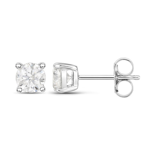 Bids.com 1.02 Carat Genuine White Diamond 14K White Gold Earrings Earrings