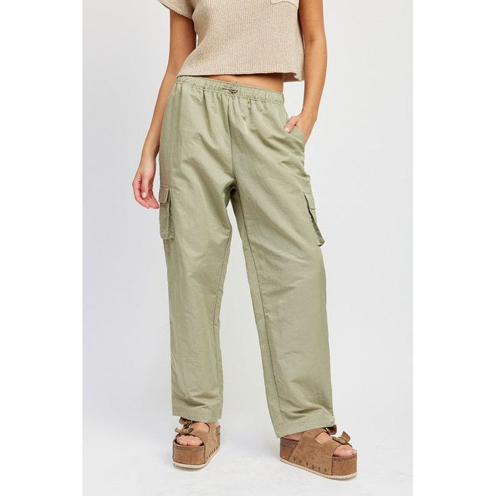 STRAIGHT LEG PANTS WITH ELASTIC WAIST BAND